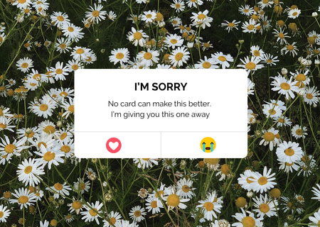 Apology Message with Daisy Flowers Card Design Template