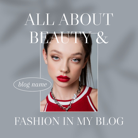 A Girl With Red Lipstick Posing For A Fashion Blog  Instagram Design Template