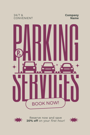Promo akce na 24hodinové parkování na Pink Pinterest Šablona návrhu