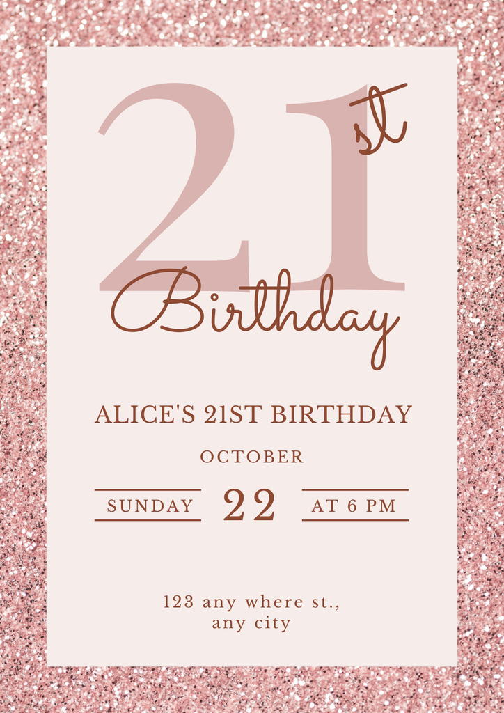 Plantilla de diseño de Birthday Announcement on Glitter Poster 
