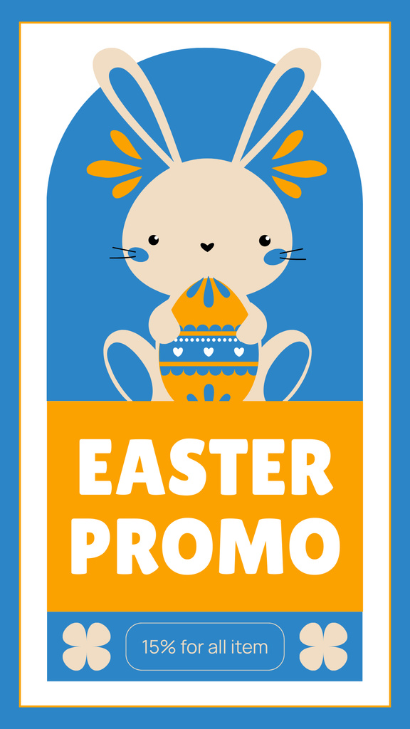 Easter Promo with Cute White Bunny Instagram Story Design Template