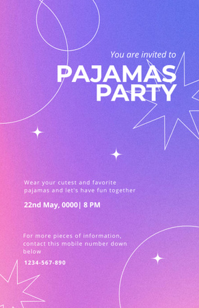 Pajama Party Announcement on Purple Gradient Invitation 5.5x8.5in tervezősablon