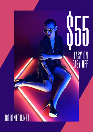 Fashion Sale with female legs in Pink tights Poster Design Template