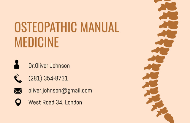 Designvorlage Osteopathic Manual Medicine Offer für Business Card 85x55mm