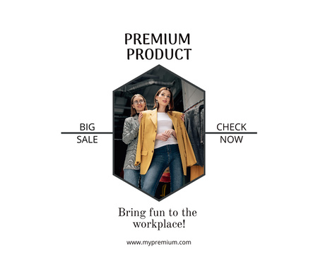 Designvorlage Fashion Clothes Ad with Women in Premium Outfit für Facebook