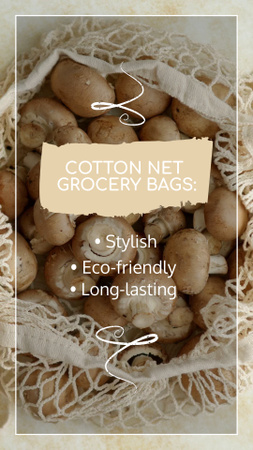 Cotton Net Bag With Mushrooms Promotion TikTok Video Modelo de Design