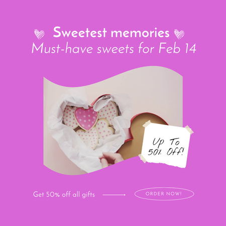Designvorlage Herzförmige Kekse zum Valentinstag für Animated Post