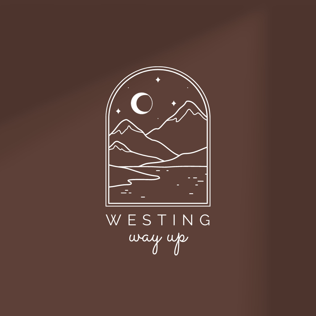 Ontwerpsjabloon van Logo van Emblem with Mountains on Brown