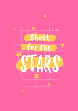 Inspirational Quote with Stars on Pink Poster Modelo de Design
