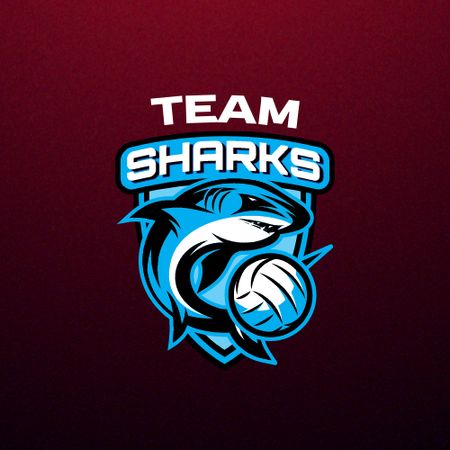Sport Team Emblem with Shark Logo Modelo de Design