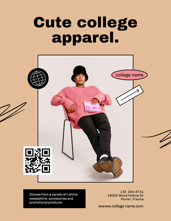 Пропозиція сучасного студентського одягу з молодим чоловіком Poster 8.5x11in – шаблон для дизайну