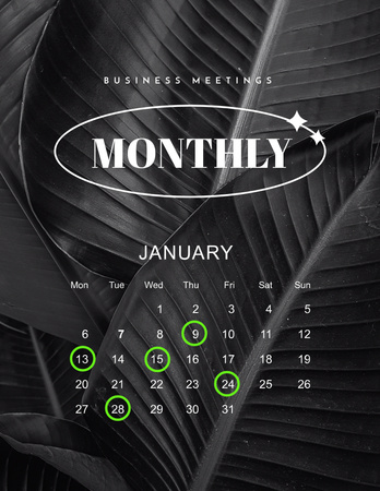 Designvorlage Business Monthly Meeting Planner mit Blättern für Notepad 8.5x11in