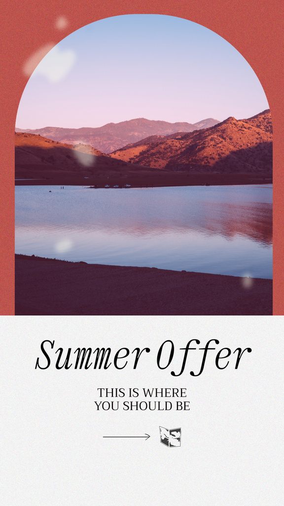 Summer Travel Offer with Mountain Lake Instagram Story Design Template