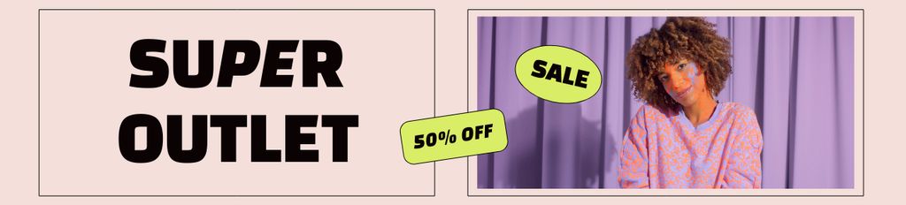 Sale Offer with Woman in Cute Outfit Ebay Store Billboard Šablona návrhu