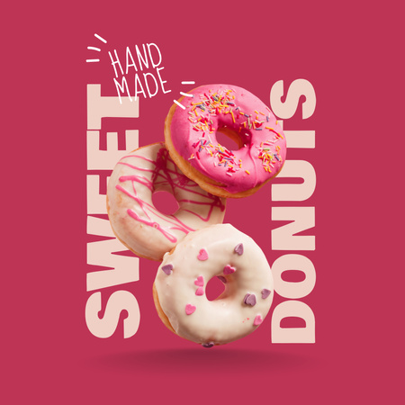 Designvorlage Angebot von süßen handgemachten Donuts für Instagram
