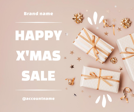Christmas Sale Offer Presents and Decorations Facebook Design Template