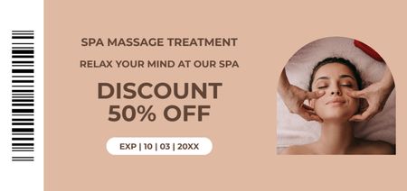 Facial Massage Services Ad with Sale Price Coupon Din Large Πρότυπο σχεδίασης