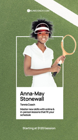 Template di design Allenatore di tennis donna di colore Instagram Story