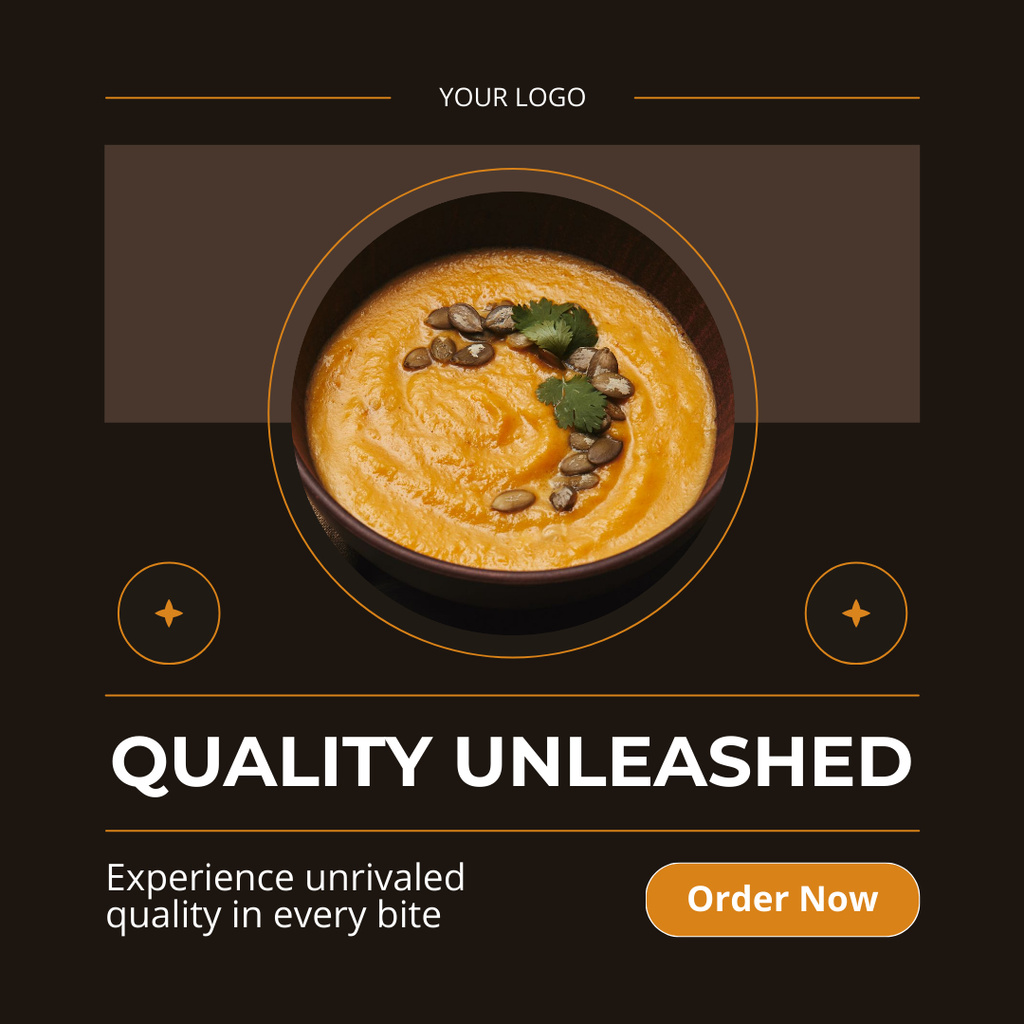 Offer of Order in Fast Casual Restaurant with Tasty Vegetable Soup Instagram AD Šablona návrhu