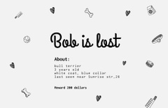 Lost Dog Announcement with Cute Bull Terrier
