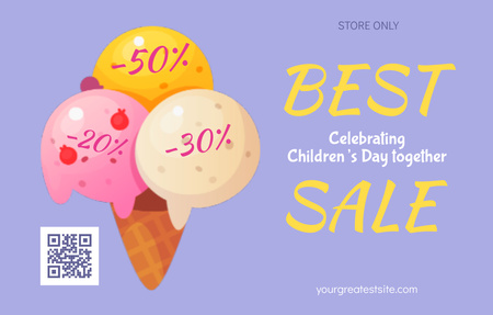 Веселий розпродаж до Дня захисту дітей у фіолетовому кольорі Invitation 4.6x7.2in Horizontal – шаблон для дизайну