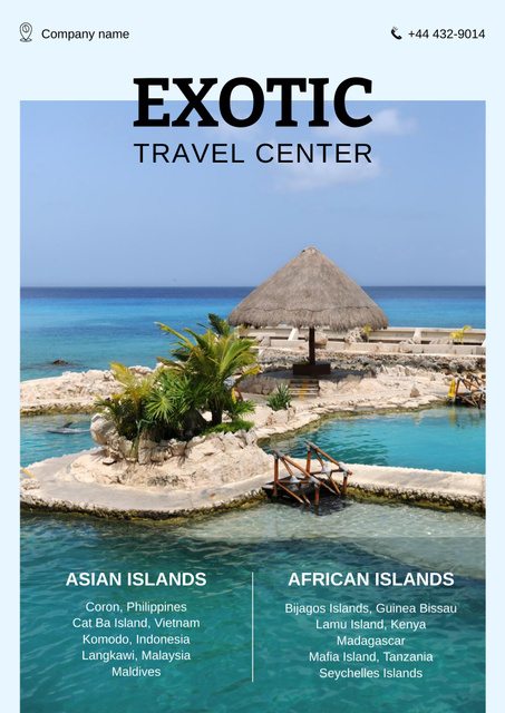 Travel Tour Offer with Island and Ocean Poster B2 Design Template