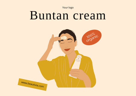 Organic Facial Cream Poster B2 Horizontal Design Template