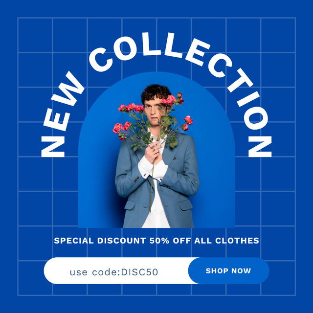 New Collection of Male Clothes Instagram AD Design Template