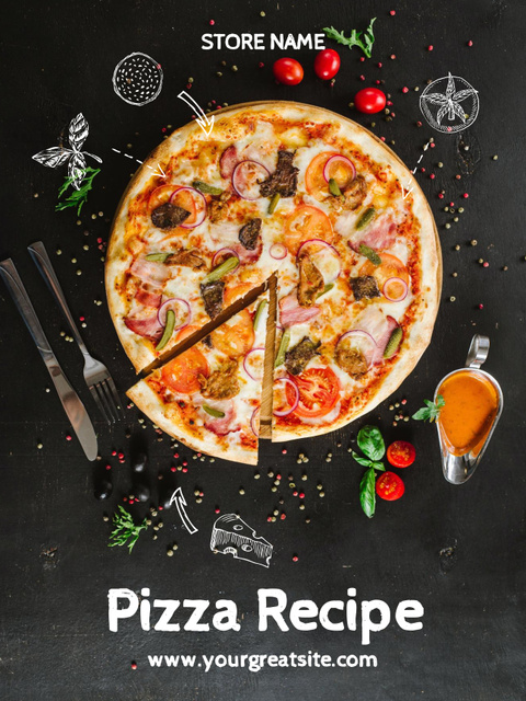 Best Recipes of Italian Pizza Poster US Design Template