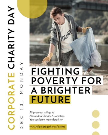 Quote about Poverty with Guy on Corporate Charity Day Poster 16x20in Design Template