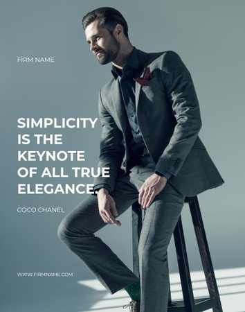 Szablon projektu Elegance Quote Businessman Wearing Suit Poster 22x28in
