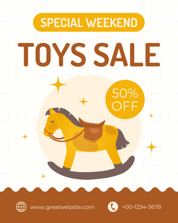 Designvorlage Verkaufsankündigung mit Spielzeugpferd für Instagram Post Vertical