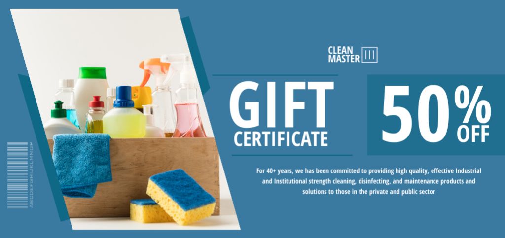 Gift Certificate on Cleaning Items Coupon Din Large Πρότυπο σχεδίασης
