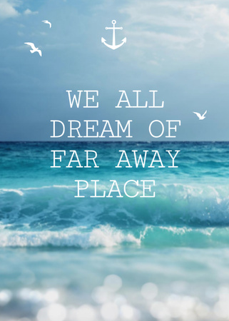 Getaway Vacation Quote on Background of Sea Postcard 5x7in Vertical Design Template