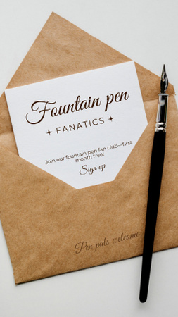 Offer of Fountain Pen with Paper Envelope Instagram Story Design Template