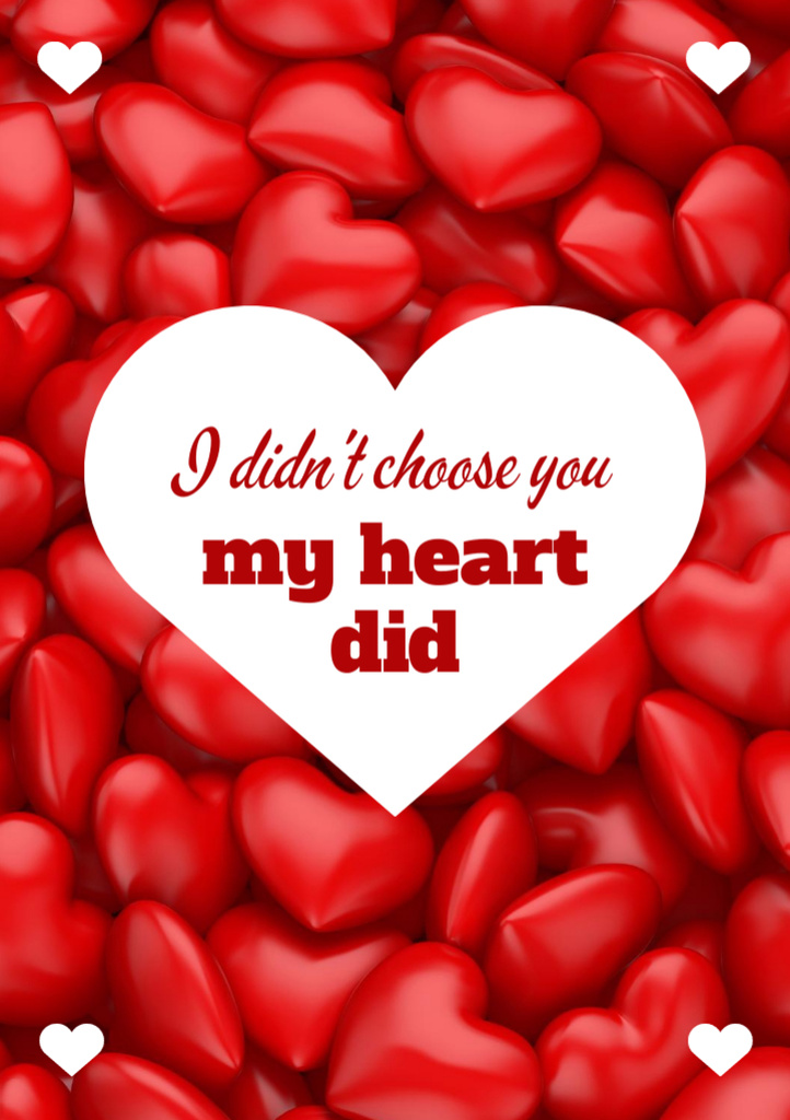 Designvorlage Love Valentine's Quote with Red Hearts für Postcard A5 Vertical