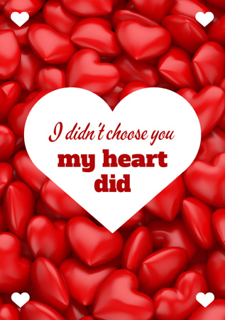 Ontwerpsjabloon van Postcard A5 Vertical van Love Valentine's Quote with Red Hearts