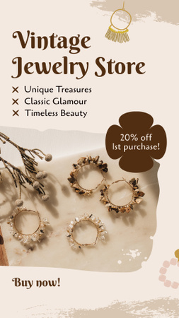 Modèle de visuel Bijoux exquis dans un magasin d'antiquités à des tarifs réduits - Instagram Video Story