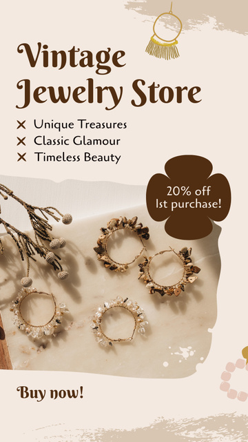 Ontwerpsjabloon van Instagram Video Story van Exquisite Jewelry In Antique Shop At Discounted Rates Offer