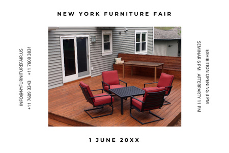 New York Furniture Fair Announcement with Chairs Exhibition Postcard 4x6in tervezősablon