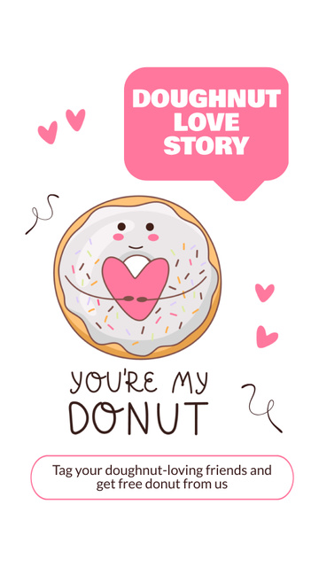 Designvorlage Sweet Love Story with Cute Donut für Instagram Video Story