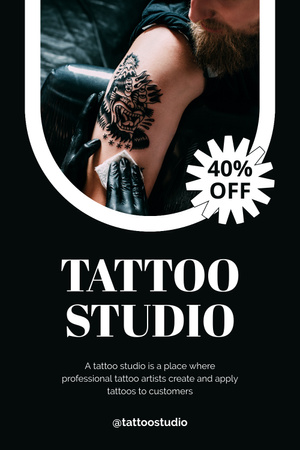Designvorlage Professionelles Tattoo-Studio mit Rabatt für Pinterest
