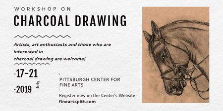 Charcoal Drawing with Horse illustration Twitter Design Template