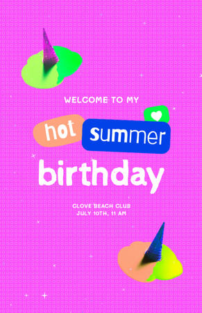 Welcome to Hot Summer Birthday Party Invitation 5.5x8.5in Design Template
