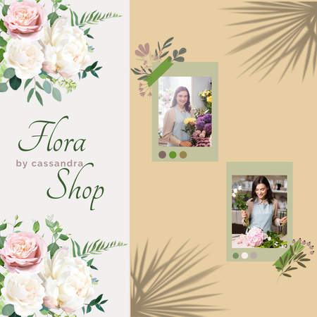 Floral Store Ad with Blossoms Instagram tervezősablon