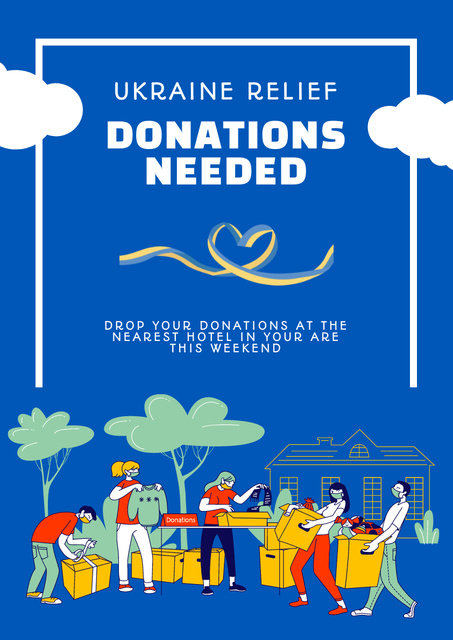 Helpful Donations For Ukraine In Nearest Areas Poster A3デザインテンプレート