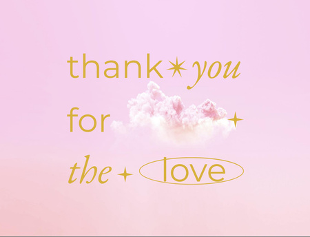 Plantilla de diseño de Love And Thank You Phrase With Clouds Postcard 4.2x5.5in 