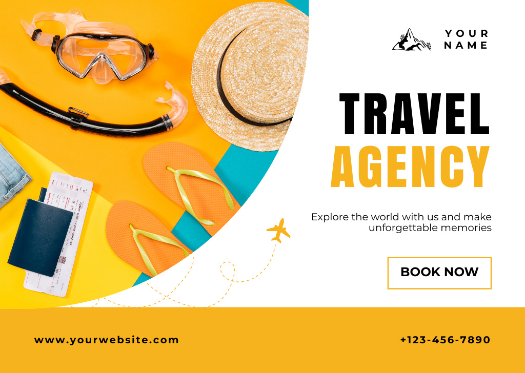 Responsible Travel Agency Offer With Booking Card Tasarım Şablonu
