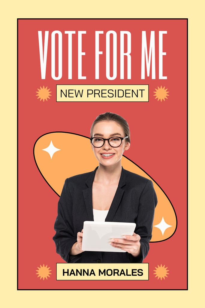 Plantilla de diseño de Woman with Glasses at Elections Pinterest 