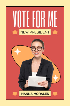 Woman with Glasses at Elections Pinterest Design Template